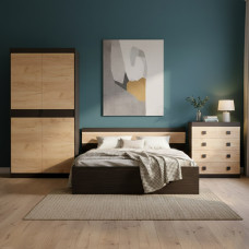 Спальня Соната Еверест Комплект 15 (модульна - 3 елементи) венге темний/дуб крафт золотий (EVR-2621)