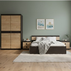 Спальня Соната Еверест Комплект 11 (модульна - 4 елементи) венге темний/дуб крафт золотий (EVR-2641)
