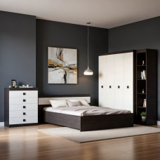 Спальня Соната Еверест Комплект 10 (модульна -5 елементів) венге темний/білий (EVR-2604)