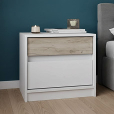 Тумба приліжкова Еверест Стайл-500 50,2х39х44,2 см Німфея Альба (білий)/Дуб краф сірий (EVR-071161)