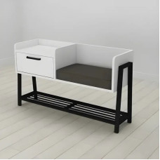 Банкетка с тумбочкой Ferrum-decor Бланка 540x1000x320 металл Черный ДСП Белое 16 мм (FRD-103024)