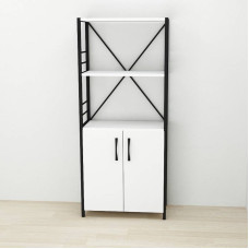 Этажерка 3/60 Ferrum-decor Серии Конект с тумбой 144x60x28 Черный ДСП Белое (FRD-104442)