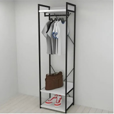 Шкаф Гардероб Уни секция 1 серии Конект Ferrum-decor 220x60x50см Черный металл ДСП Белый 32 мм (FRD-104499)