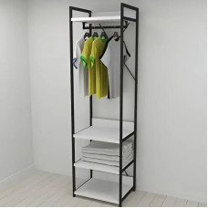 Шафа Гардероб Уні секція 3 серії Конект Ferrum-decor 220x60x50см Чорний метал ДСП Білий 32 мм (FRD-104523)