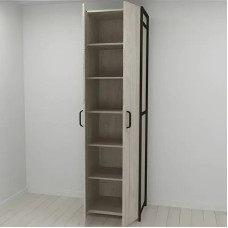 Шкаф Гардероб Уни секция 7 серии Конект Ferrum-decor 220x60x50см Черный металл ДСП Белый 16 мм (FRD-104559)