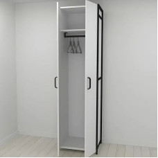 Шкаф Гардероб Уни секция 6 серии Конект Ferrum-decor 220x60x50см Черный металл ДСП Белый 16 мм (FRD-104571)
