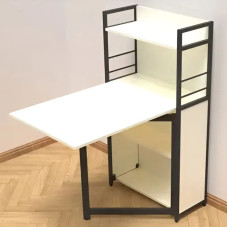 Стол книжка с этажеркой Практик 1 Ferrum-decor 1200x640x990 Черный металл ДСП Белое 16 мм (FRD-104611)