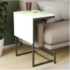 Стол журнальный приставной Терри Комбо Ferrum-decor 345x662x440 Черный металл ДСП Белое 16 мм (FRD-105136)