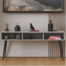 Тумба под телевизор Кентуки Ferrum-decor 45x139x38 Черный металл ДСП Бетон 16 мм (FRD-106727)