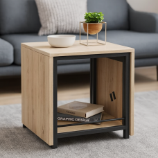 Стіл журнальний трансформер Куб Комбо Ferrum-decor 540x532x500 Чорний метал ДСП Дуб Сан-Марино 16 мм (FRD-105151)