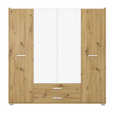 Шкаф с зеркалом в спальню Гербор Рутения SZF4D2S Дуб артизан/Нимфея альба (белый) (GRB-1446)