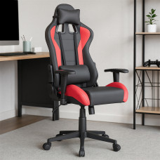 Геймерське крісло з регульованими підлокітниками та фіксацією спинки у вертикальному положенні Новий Стиль HEXTER ML R1D TILT PL70 01 Чорний/Червоний (NWS-121003)