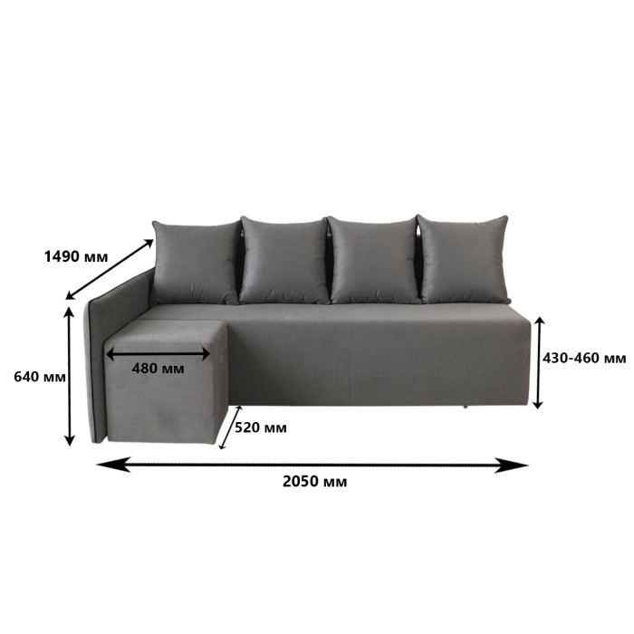 Угловой диван ортопедический iSmart MORRO Maxi еврокнижка 205x149 см (матрас Pocket spring) оливковый Laura 27 (ISM-051356)