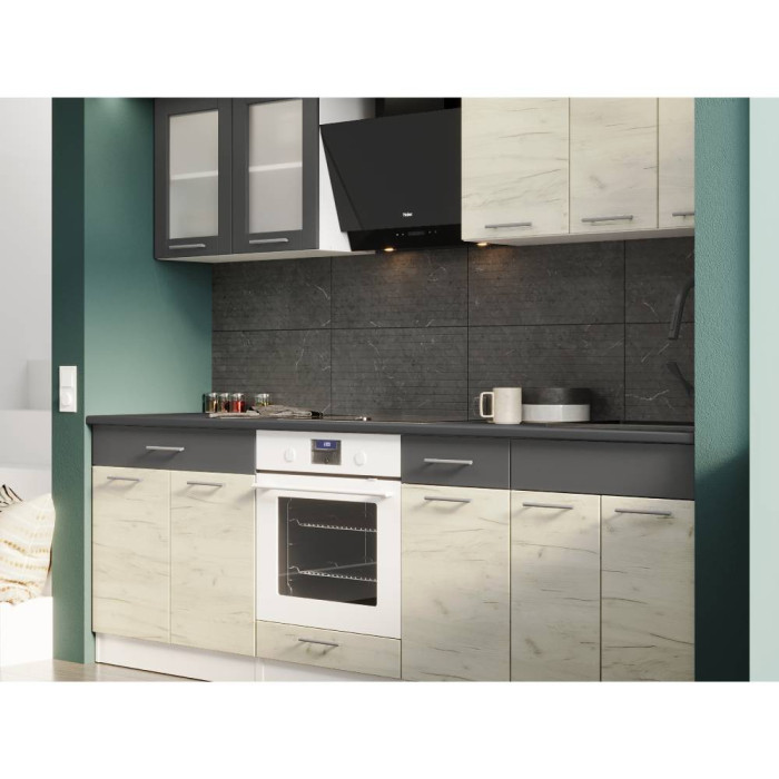 Кухня модульная Эверест Эко набор №3 крафт белый/графит 2.4 м столешница Скай (EVR-071063)