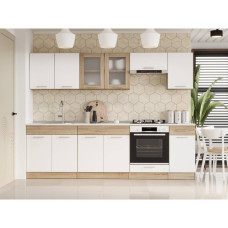 Кухня модульная Эверест Эко набор №5 дуб сонома/нимфея альба (белый) 2.6 м столешница Скай (EVR-071059)