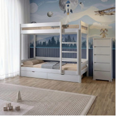 Двухъярусная детская кровать Mebigrand Атланта Мини Белый (RAL9003) 70х190 см с ящиками (MBG-2441)