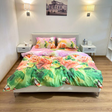 Комплект постельного белья Поликотон LeLIT P-0097 Розово-Зеленый Семейный (LLT-111217)