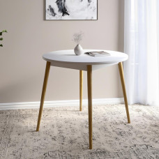 Обідній стіл круглий LION Маямі-1 дерев'яні ніжки Німфея Альба (білий) кромка ПВХ 2 мм (LION-041002)