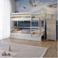 Двухъярусная детская кровать Mebigrand Бай-Бай Айвори (S0505Y30R) 70х190 см с ящиками (MBG-2375)