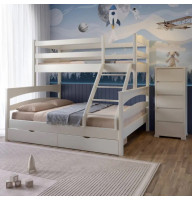 Двухъярусная детская кровать Mebigrand Чикаго Айвори 120-70х190 см с ящиками (MBG-2229)