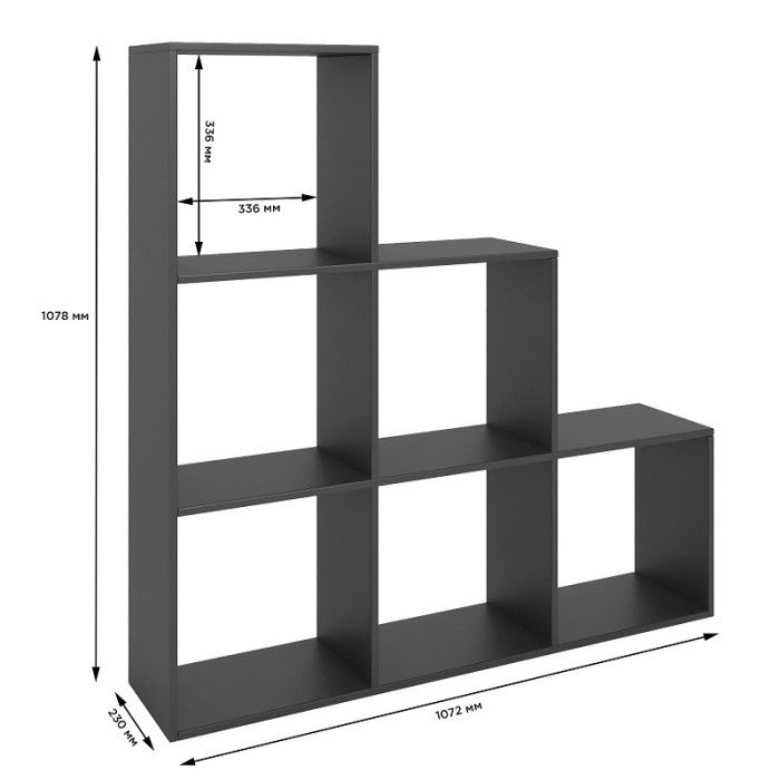 Стелаж М-ЗОН Джеко 1072 Антрацит (MZN-031003)
