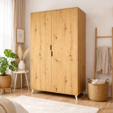 Шкаф двухдверный с белыми ножками М-ЗОН Борн 1200 Дуб Артизан (MZN-031052)