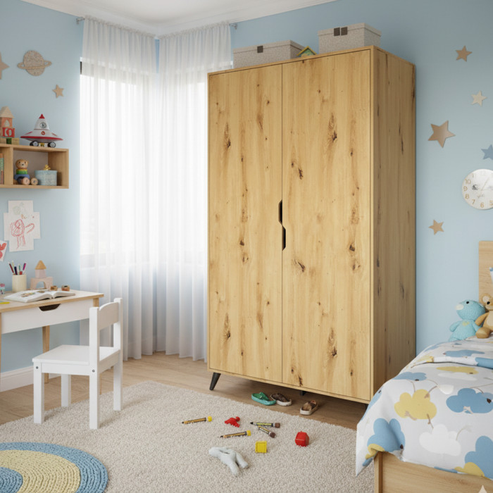 Шкаф двухдверный с черными ножками М-ЗОН Борн 1200 Дуб Артизан (MZN-031060)