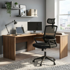 Крісло комп'ютерне з підлокітниками та підголовником Perfect Home OC-8330 Чорний (PFH-092057)