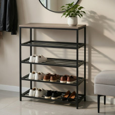 Полиця для взуття Слайм 4 Ferrum-decor 820x630x260 Чорний метал ДСП Дуб Сан-Маріно 16 мм (FRD-106839)