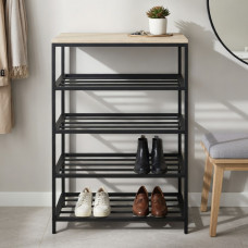 Полиця для взуття Слайм 4 Ferrum-decor 820x630x260 Чорний метал ДСП Бетон 16 мм (FRD-106840)