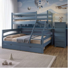 Двоярусне дитяче ліжко Mebigrand Чикаго Сіро-синій (S7010R90B) 120-70х200 см з ящиками (MBG-15675)