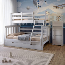 Двоярусне дитяче ліжко Mebigrand Скандинавія Білий (RAL9003) 120-80х190 см з ящиками (MBG-15132)