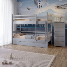 Двоярусне дитяче ліжко Mebigrand Бай-Бай Світло-сірий (RAL7040) 90х200 см з ящиками (MBG-15513)