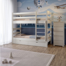 Двоярусне дитяче ліжко Mebigrand Чикаго Міні Айворі (S0505Y30R) 80х200 см з ящиками (MBG-15587)