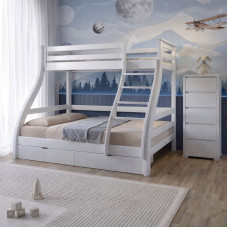 Двоярусне дитяче ліжко Mebigrand Аляска Білий (RAL9003) 140-90х190 см з ящиками (MBG-15066)