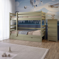Двоярусне дитяче ліжко Mebigrand Соня Оливковий (RAL1020) 70х190 см з ящиками (MBG-15252)