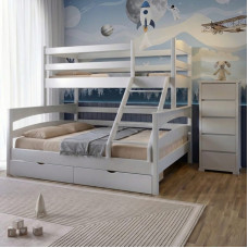 Двоярусне дитяче ліжко Mebigrand Чикаго Білий (RAL9003) 140-80х190 см з ящиками (MBG-15534)