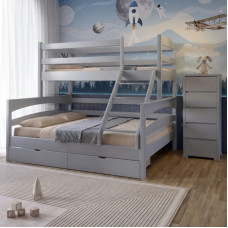 Двоярусне дитяче ліжко Mebigrand Чикаго Світло-сірий (RAL7040) 120-70х190 см з ящиками (MBG-15662)