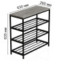 Полиця для взуття Слайм 3 Ferrum-decor 635x630x260 Чорний метал ДСП Бетон 16 мм (FRD-106838) - фото 6