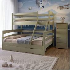 Двоярусне дитяче ліжко Mebigrand Чикаго Оливковий (RAL1020) 160-90х200 см з ящиками (MBG-15655)