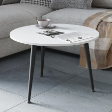 Журнальний круглий стіл OPTIMA 1 ніжки конусні Ferrum-decor 450x670x670 Чорний метал ДСП Білий 16 мм (FRD-107462)