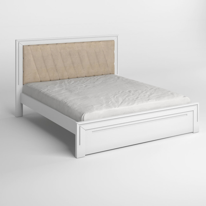 Двуспальная деревянная кровать Mebigrand Торонто Люкс Т6 (подъемный механизм) Белый (RAL9003)/Аляска 23 (бежевый) 180х200 см (MBG-19964)