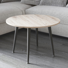 Журнальний круглий стіл OPTIMA 2 ніжки конусні Ferrum-decor 450x670x670 Чорний метал ДСП Дуб Сан-Марино 16 мм (FRD-107473)