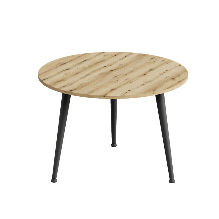 Журнальний круглий стіл OPTIMA 1 ніжки конусні Ferrum-decor 450x670x670 Чорний метал ДСП Дуб Евок Прибережний 16 мм (FRD-107533)