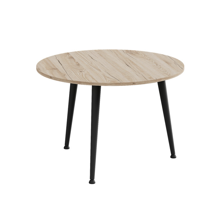 Журнальний круглий стіл OPTIMA 1 ніжки конусні Ferrum-decor 450x670x670 Чорний метал ДСП Дуб Сан-Марино 16 мм (FRD-107463)