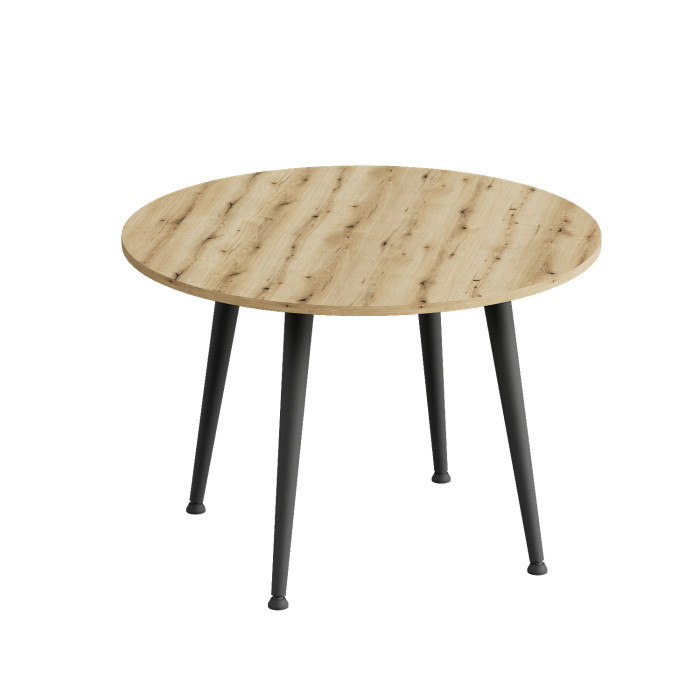 Стол журнальный круглый OPTIMA 2 ноги на конус Ferrum-decor 450x670x670 Черный металл ДСП Дуб Евок Прибрежный 16 мм (FRD-107543)