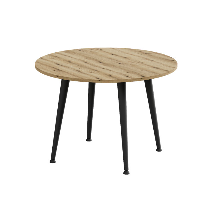 Стол журнальный круглый OPTIMA 2 ноги на конус Ferrum-decor 450x670x670 Черный металл ДСП Дуб Евок Прибрежный 16 мм (FRD-107543)