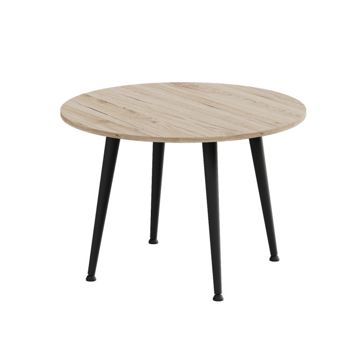 Журнальний круглий стіл OPTIMA 2 ніжки конусні Ferrum-decor 450x670x670 Чорний метал ДСП Дуб Сан-Марино 16 мм (FRD-107473)