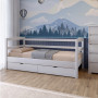 Кровать детская Mebigrand Чикаго Литл-2 Белый (RAL9003) 90х190 см с задним бортиком и ящиками (MBG-16290) - фото 1