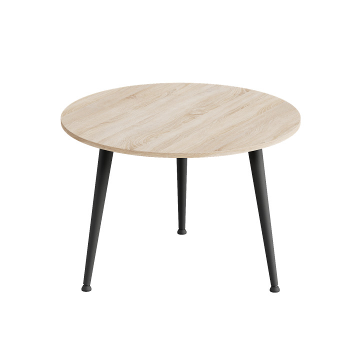 Журнальний круглий стіл OPTIMA 1 ніжки конусні Ferrum-decor 450x670x670 Чорний метал ДСП Дуб Сонома 16 мм (FRD-107464)